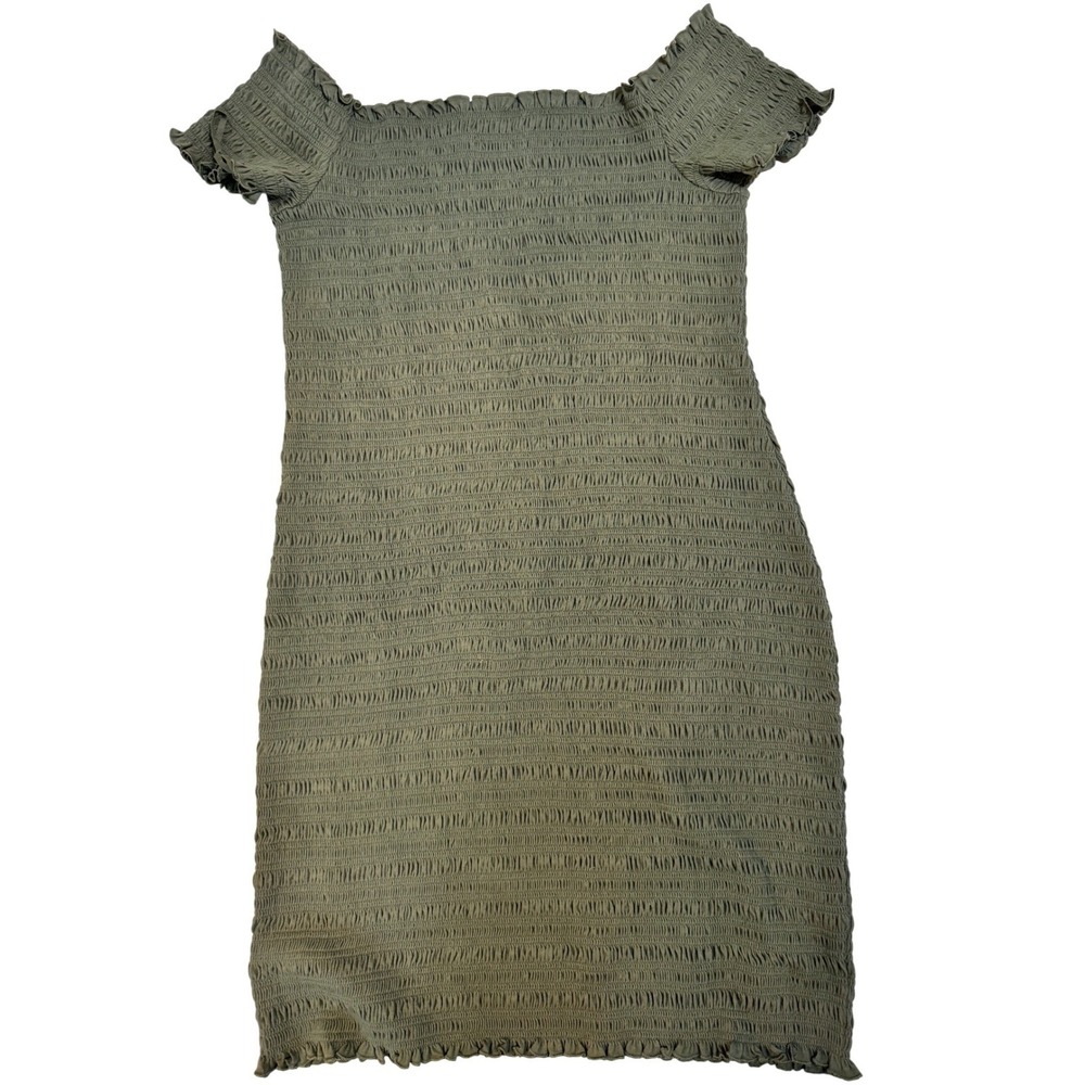 GAP Smocked Mini Dress Bundle Medium Petite Black & Olive Green Off Shoulder NWT - Picture 6 of 11